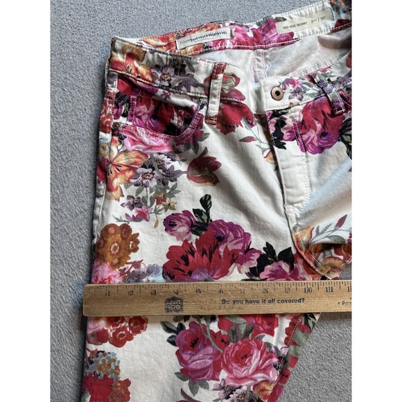 Pilcro And The Letterpress Mid Rise Skinny Jeans Womens 30 Floral Stretch Denim - Picture 5 of 15